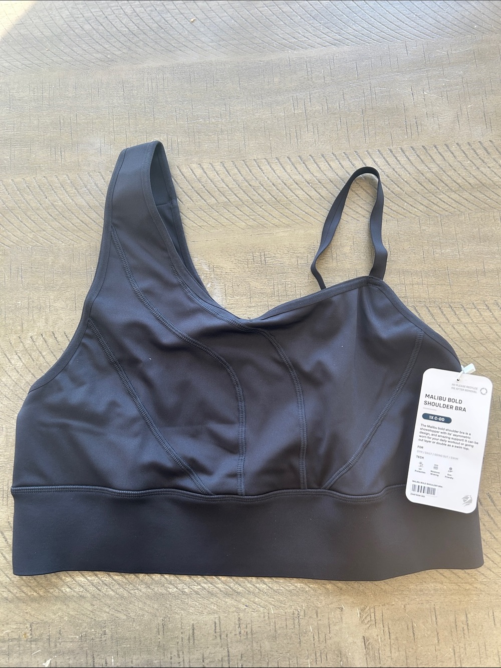 Phoenix Active | Malibu Bold Shoulder Bra | Black | 1X C-DD